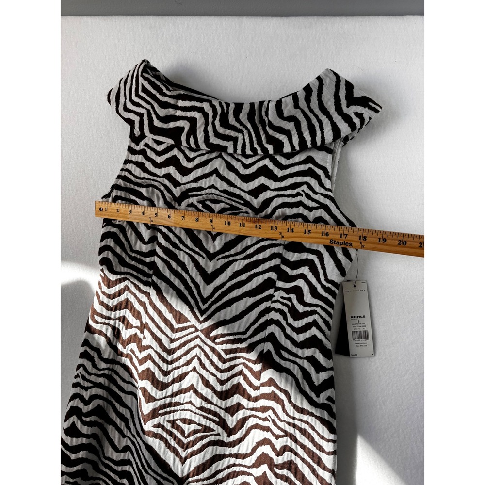 Dana Buchman Ibiza Breeze Zebra Print Sheath Dress Brown White Size 8 NWT - Picture 10 of 14